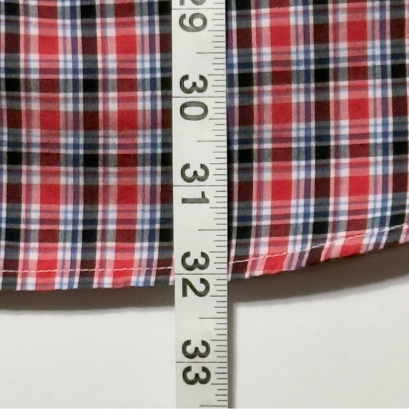 NEW Chaps Red Blue Casual Button Down Plaid Short Sleeve Shirt Size XL Perfect - Picture 10 of 13